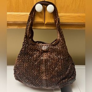 Langellotti Leather Braided Woven Italian Hobo Slouch